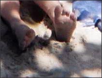 fat feet at the beach